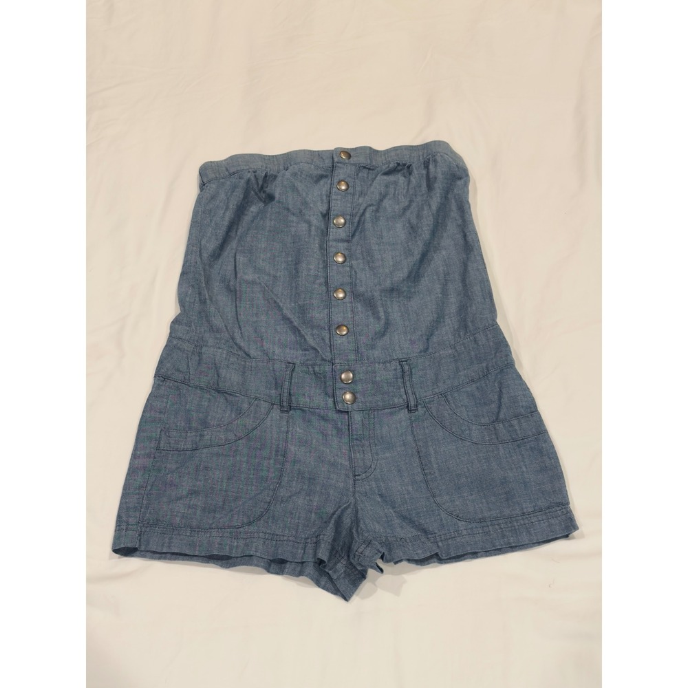 Express Womens Chambray Button Front Strapless Ro… - image 3